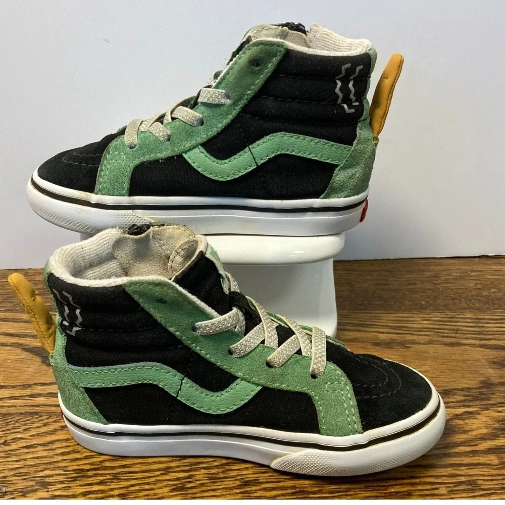 Vans Sk8-Hi Reissue V Toddler 8.0 Snake Green Black High Top Sneakers Zip 721454